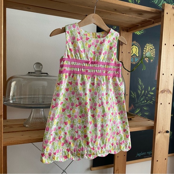 Lilly Pulitzer Vintage Pink Yellow Tulip Print Shift Dress 2t - Picture 4 of 11